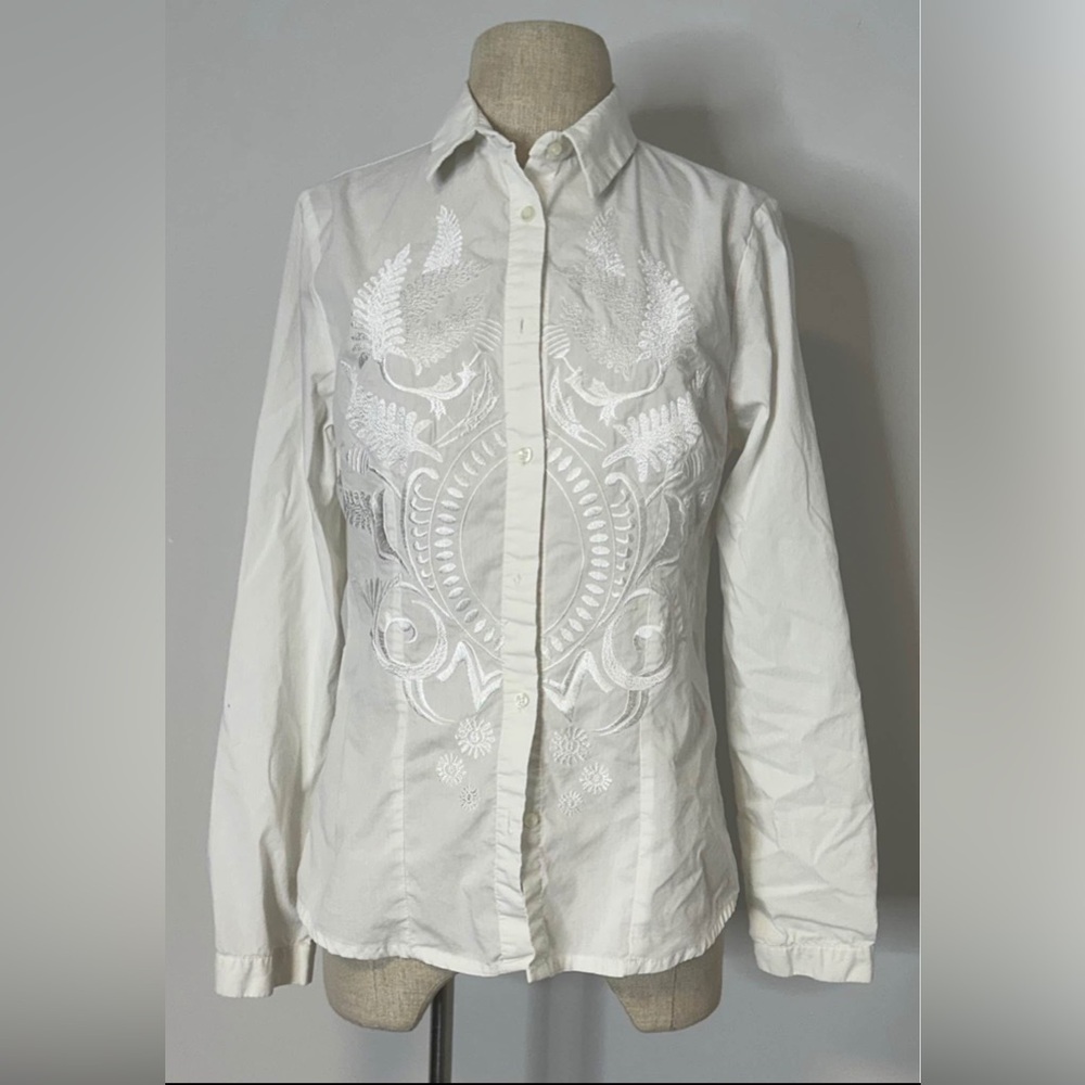 Miss Miss: Qhite Embroidered Shirt